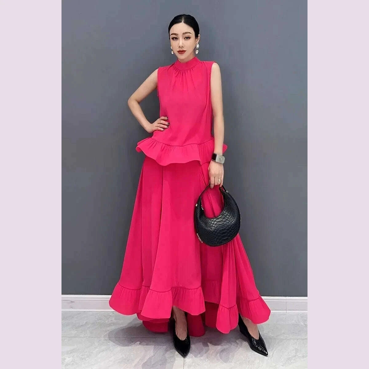 vefadisa-newest-2025-summer-green-women-sets-sleeveless-ruffle-edge-top-large-hem-long-skirt-two-pieces-dress-sets-hlx064-kimlud-kimlud-33915529