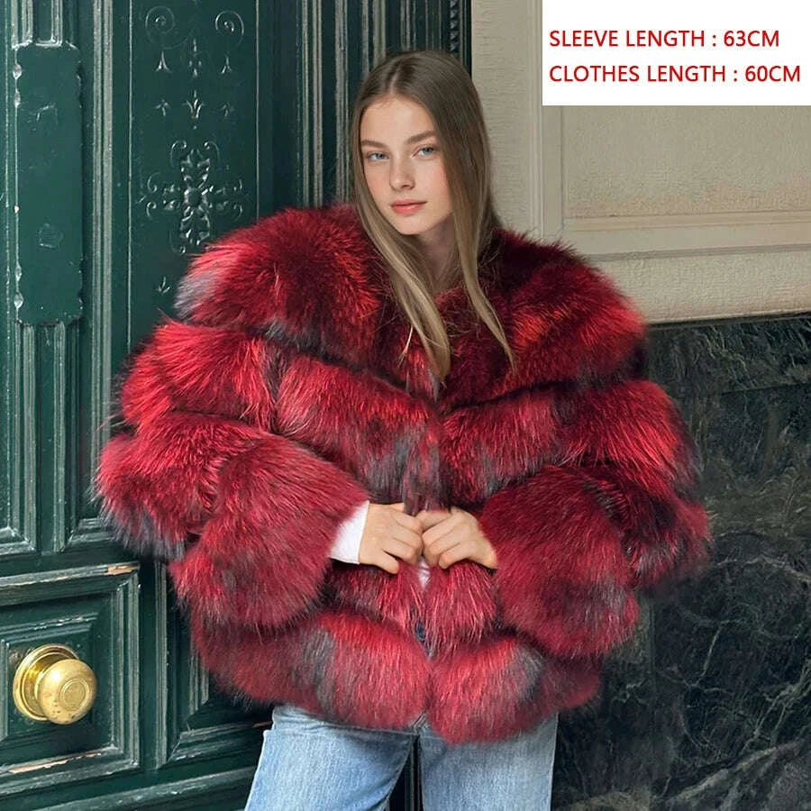 KIMLUD, Natural Racoon Fur Coats Round Collar Genuine Fur Coat Cropped Raccoon Fur Coat Winter Women Best Selling Real Fur Coat, KIMLUD Womens Clothes