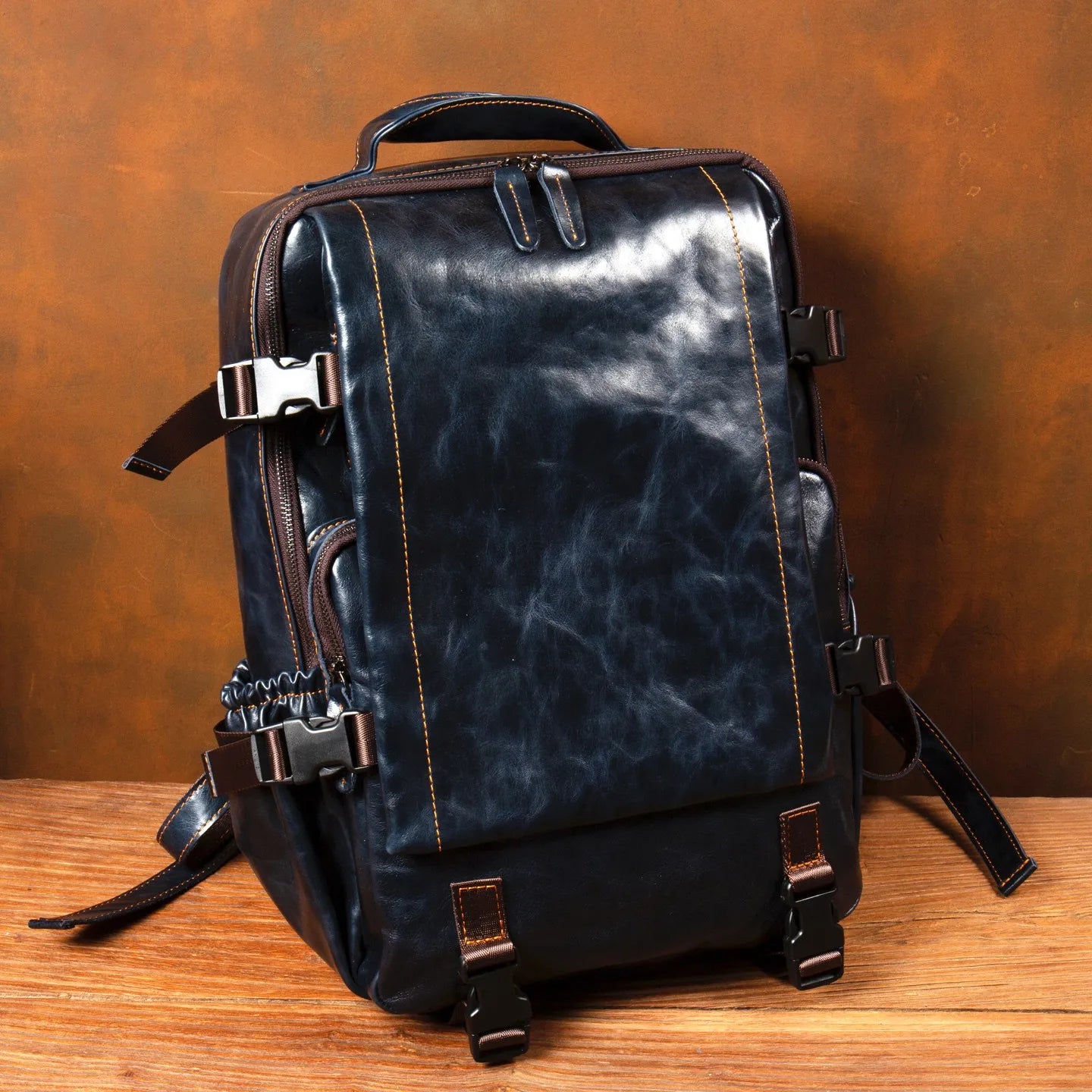 European Handcrafted Leather Backpack — Brown | KIMLUD