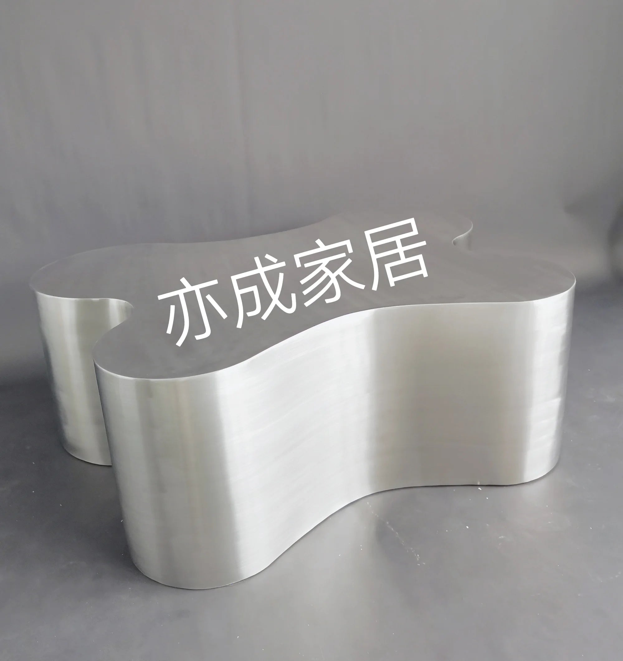 Industrial Metal Coffee Table Sculptural — Brushed Stainless Steel | KIMLUD
