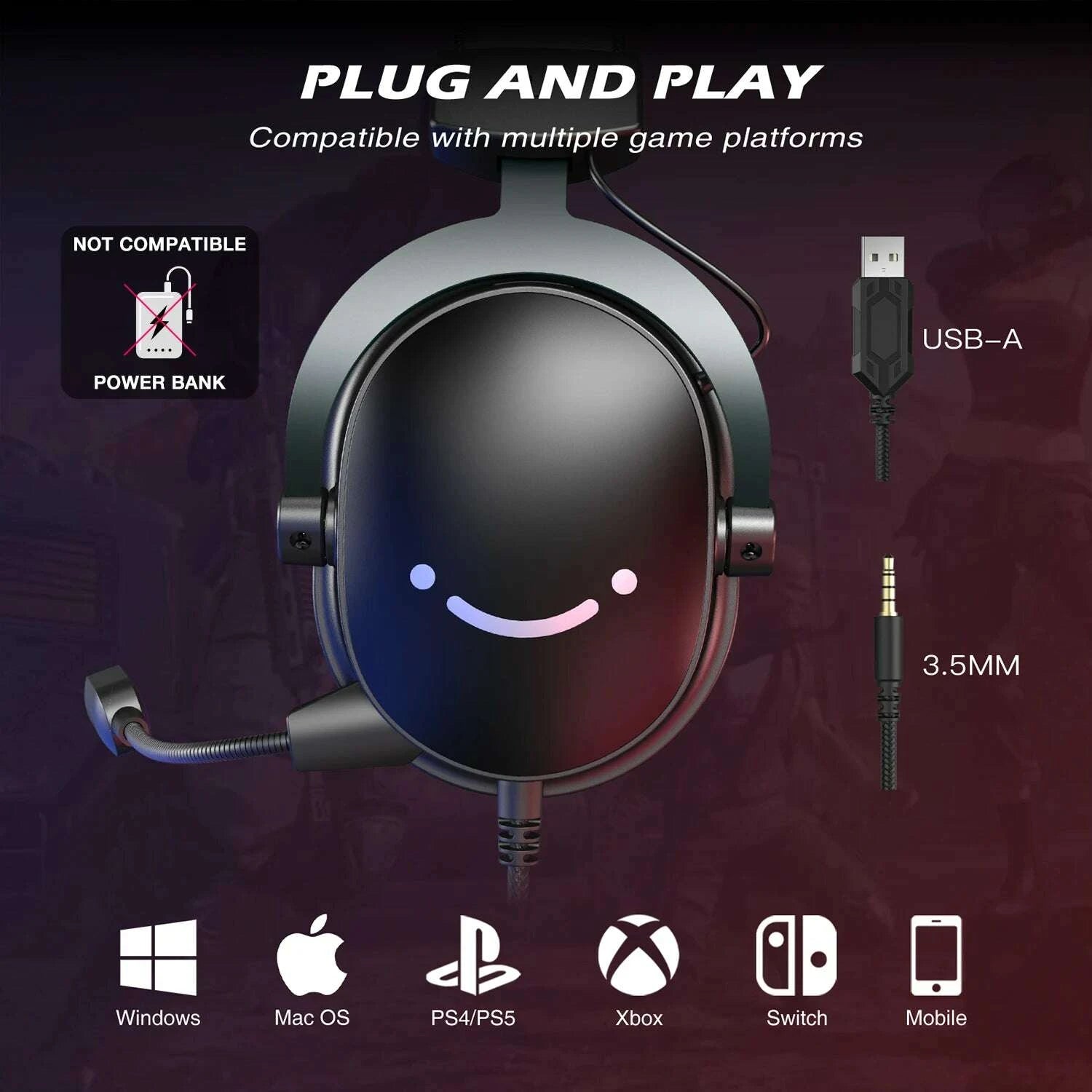 KIMLUD, FIFINE Headset,3.5 mm jack&USB Headphone with 7.1 Surround Sound/volum contral/Mute switch for PC/MAC/PS4/PS5 Mixer-H9, KIMLUD Womens Clothes