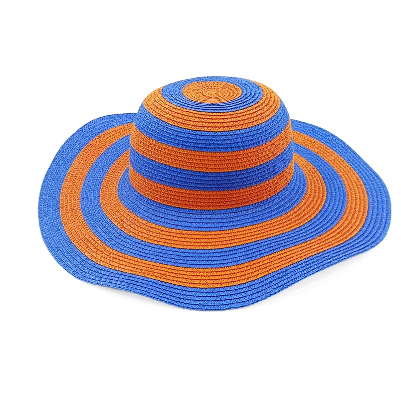 Rainbow Hat Women's Colorful Big Eave Straw Hat Summer Sunscreen Sunshade Hat Tourism Sun Hat Beach Hat Wholesale - KIMLUD