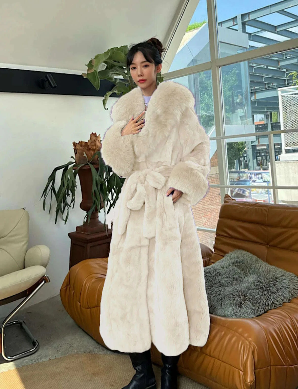 KIMLUD, 2024 Long Mink Coats Women Fur Coats Winter Outwear Faux Fur Jacket Female Long Sleeve Ladies Casual Oversize Fur Coat Parkas, KIMLUD Womens Clothes