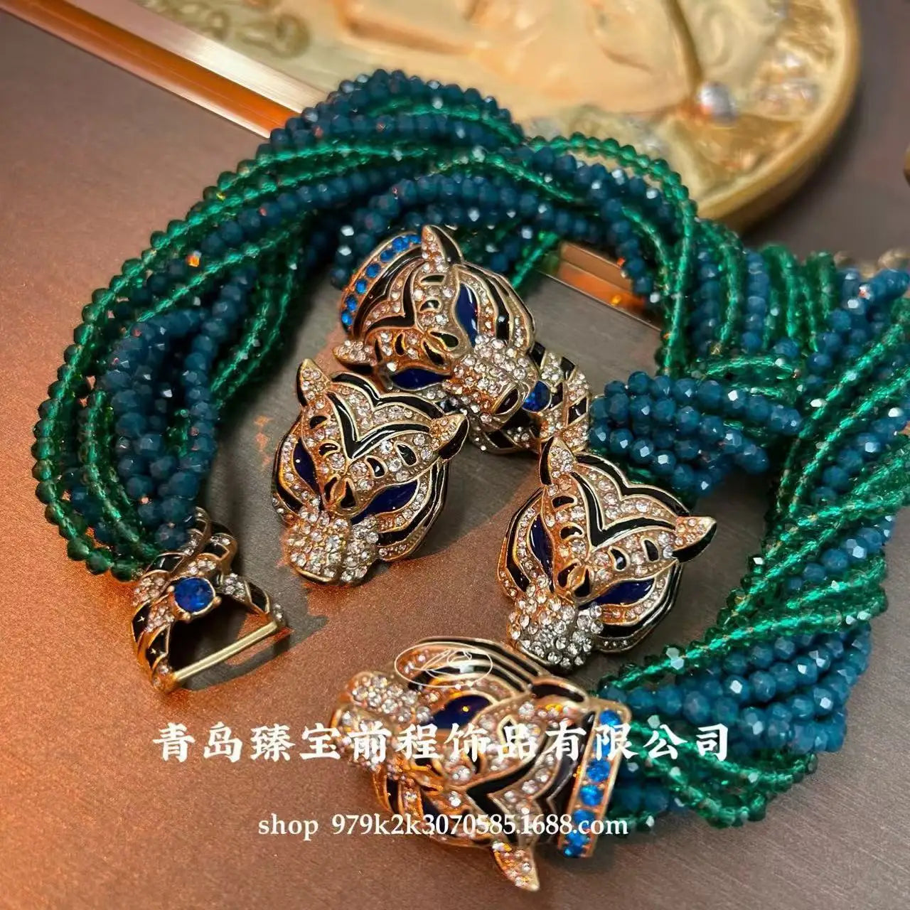 Enamel Leopard Beaded Necklaces — Antique Gold | KIMLUD