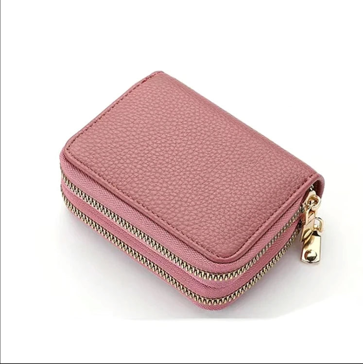 Zippered LycheePattern Coin Purse — Black | KIMLUD