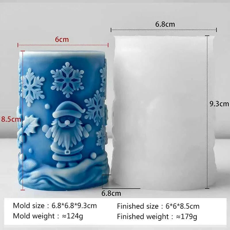KIMLUD, 3D Relief Cylinder Christmas Snowflake Elk Silicone Candle Mold Christmas Tree Santa Aroma Plaster Mold Candle Making Supplies, KIMLUD Womens Clothes