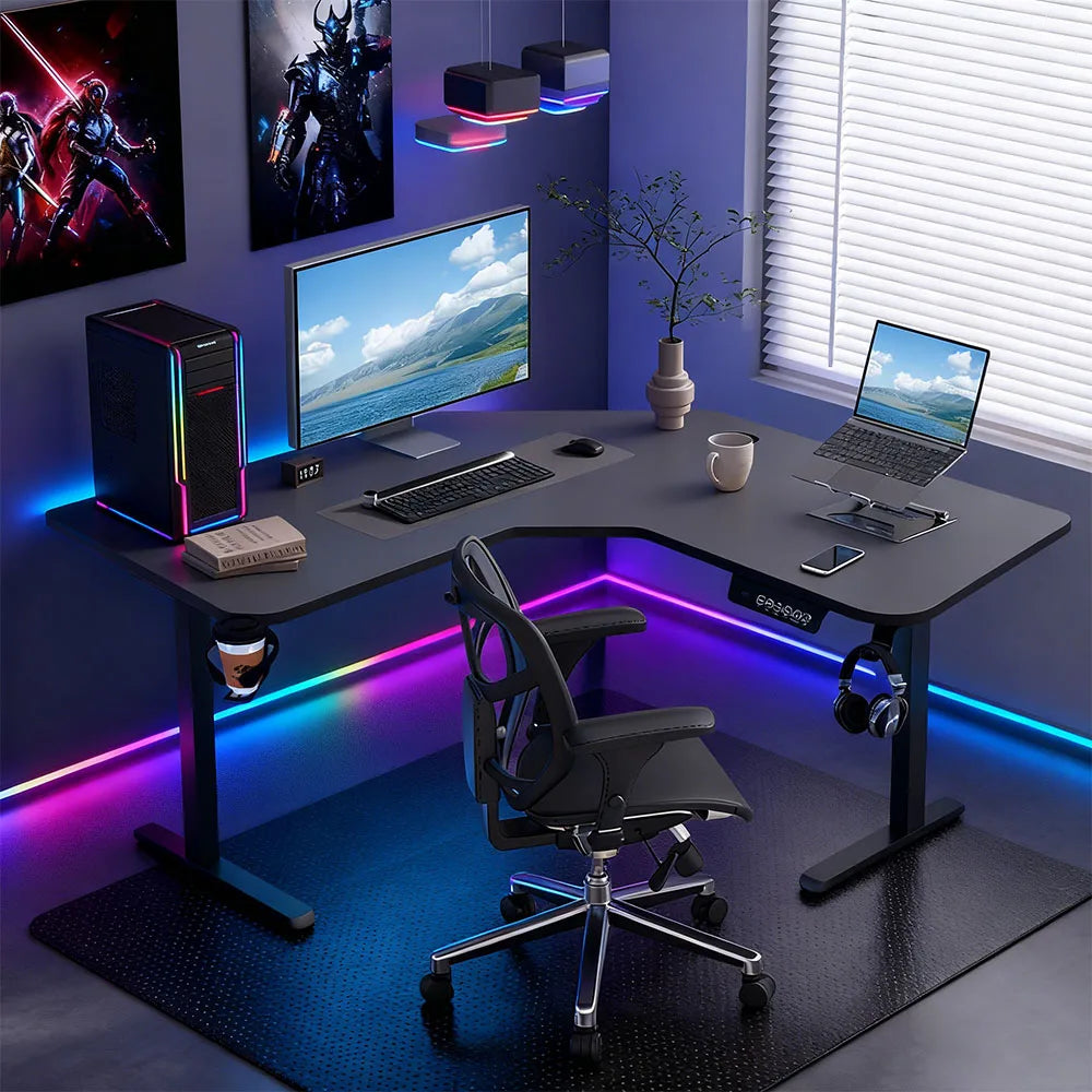 Height-adjustable Desk L Shaped Electric Standing Desk for Study Esports StandUp Corner Computer Desk Home Office Sit Stand Desk