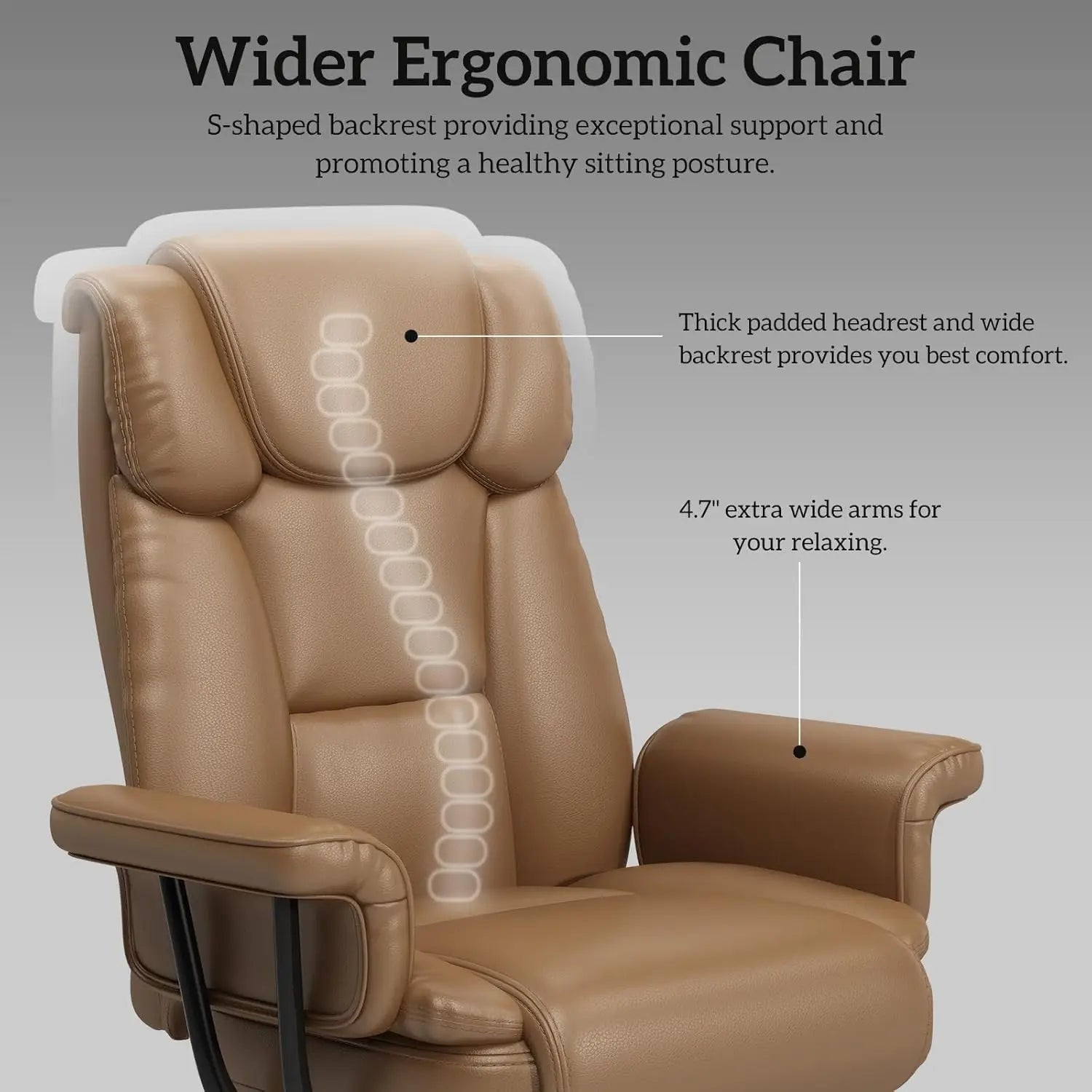 Criss Cross Chair with Wheels, 160°Big and Tall Reclining Office Desk Chair with High Back, Wide Seat, Arms, Footrest, Brown