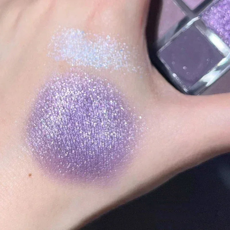 9 Colors Glitter Eyeshadow Palette Purple Lace Shimmer Pearlescent Matte Acrylic Eye Shadows Palette Waterproof Eye Make Up