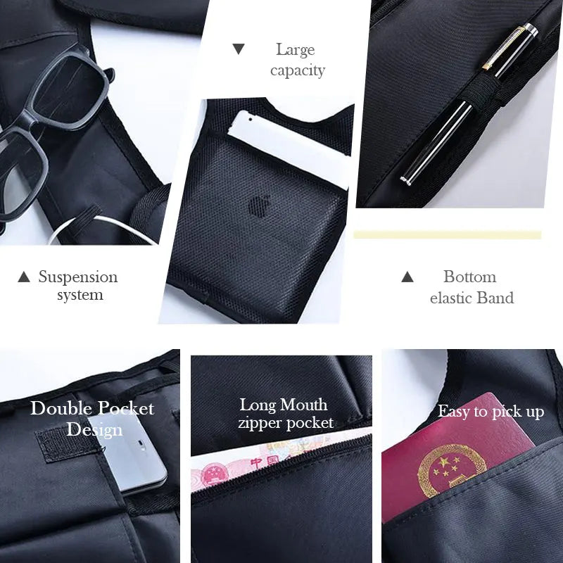 Polyester Anti-Theft Shoulder Bag Double-Bag Design — Black | KIMLUD