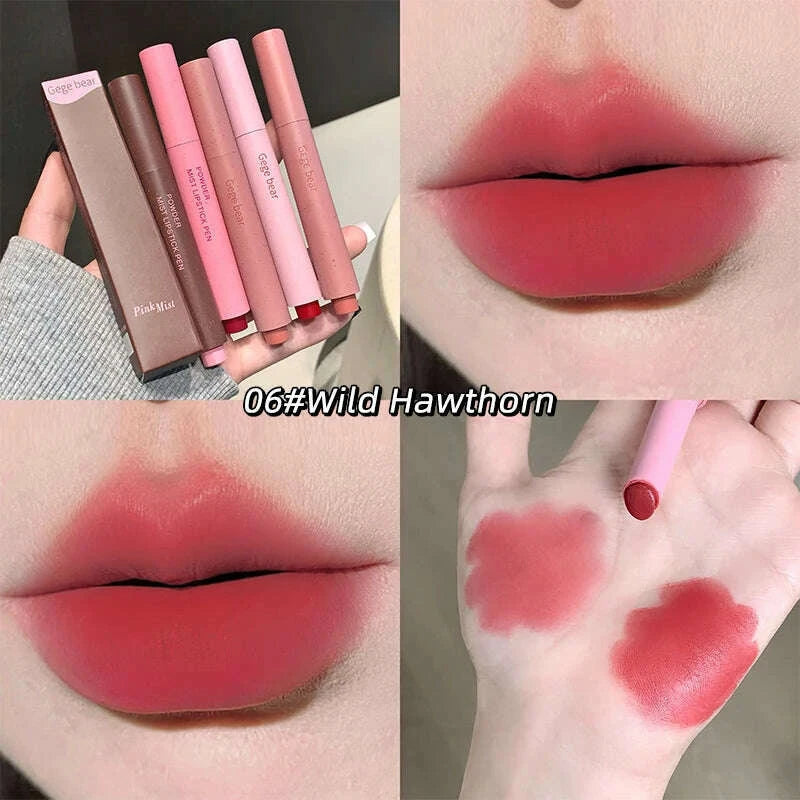 gege-bear-pink-matte-lipstick-pen-matte-matte-long-lasting-whitening-lip-glosskimlud-womens-fashion-34598980