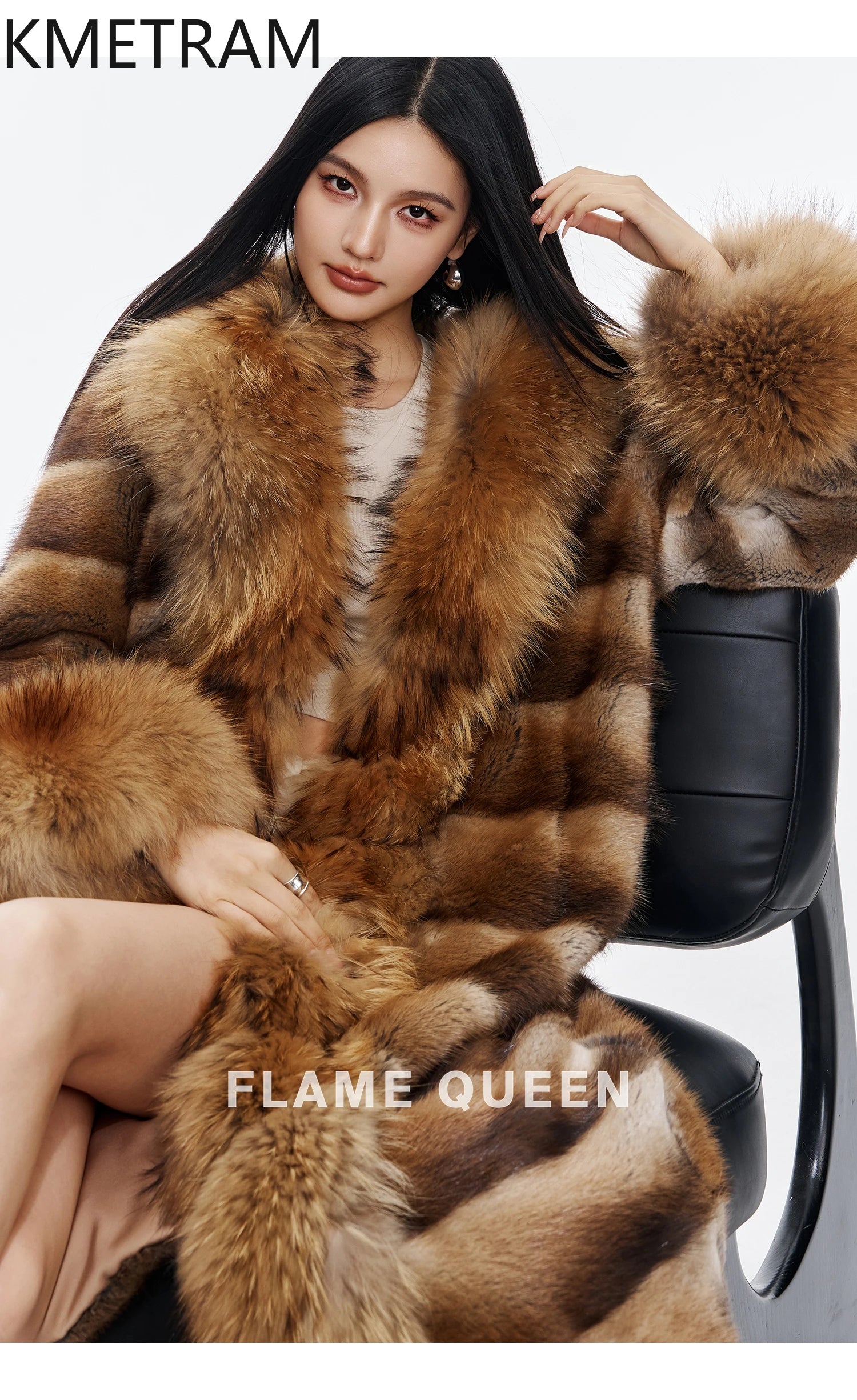 Luxurious Muskrat Fur Solid Long Coat — Natural | KIMLUD