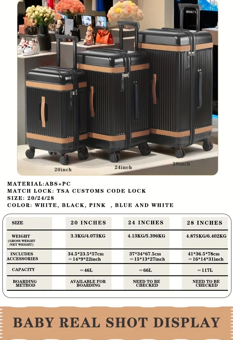 Hardshell ABS+PC Suitcase Large-Capacity With USB Port — White | KIMLUD