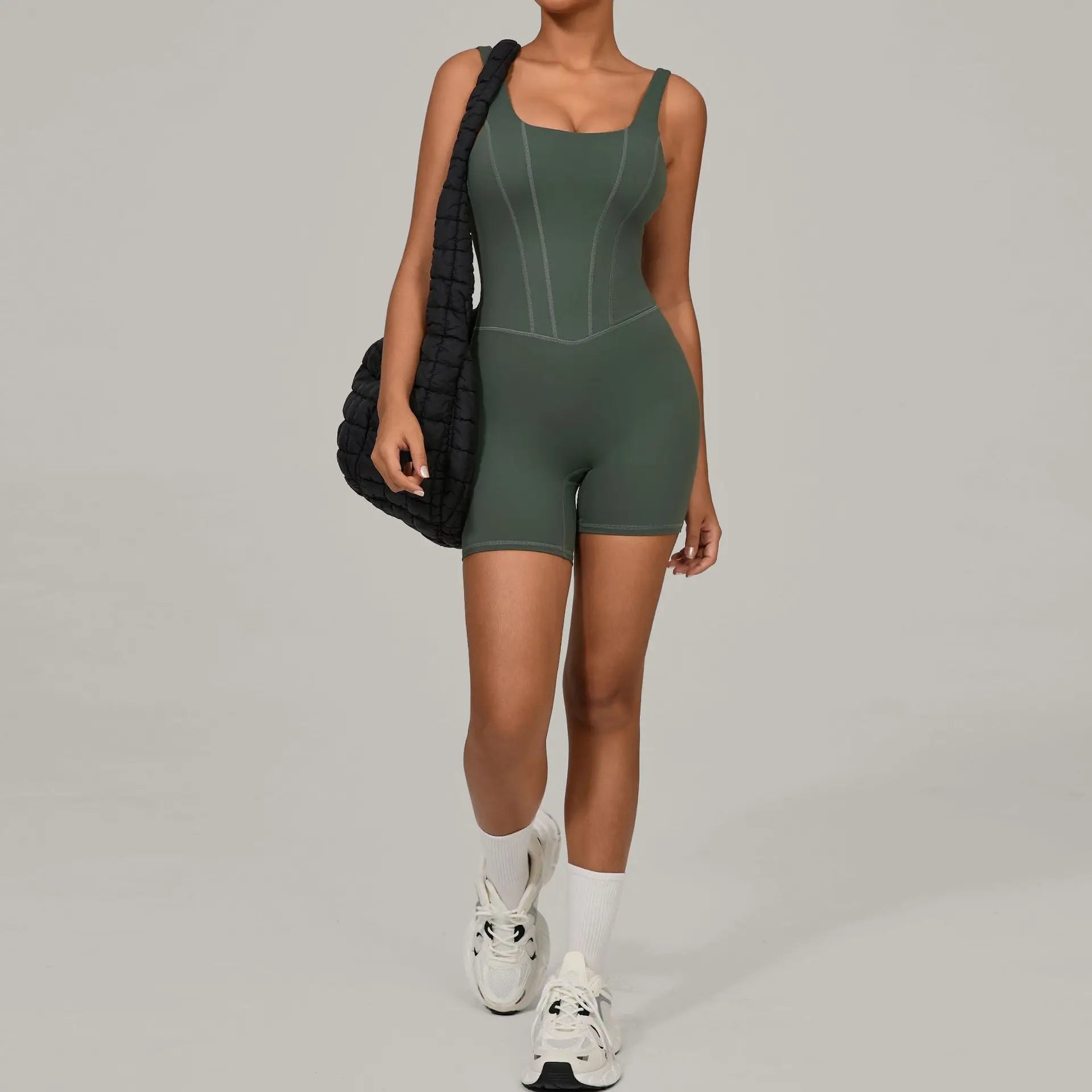Women's Sports Suit Adjustable Shoulder Strap Jumpsuit One Piece Halter Sleeveless Bodysuit Short Jumpsuits Push Up Sportswear