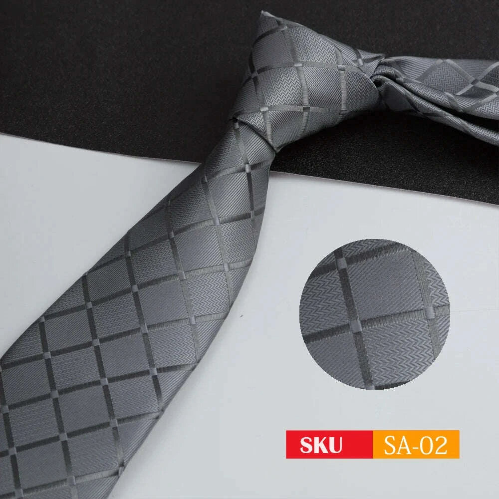 KIMLUD, Luxury 8CM Mens Ties Necktie Solid Twill Stripes Plaids Ties For Man Groom Neck Tie For Business Party, KIMLUD Womens Clothes