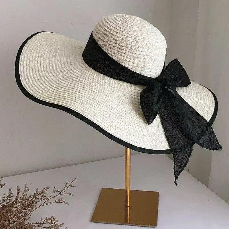 Polyester Wide Brim Foldable Hat — Natural | KIMLUD