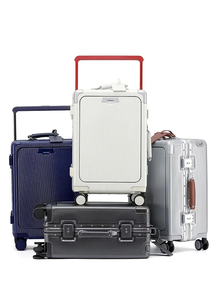 Polycarbonate Wide Luggage Front-Opening Boarding Box — Silver | KIMLUD