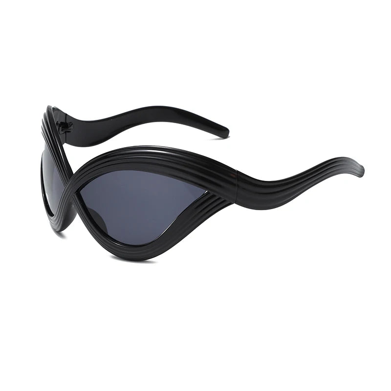Cat-Eye Sunglasses Plastic Frame Travel Sun Protection — Black | KIMLUD