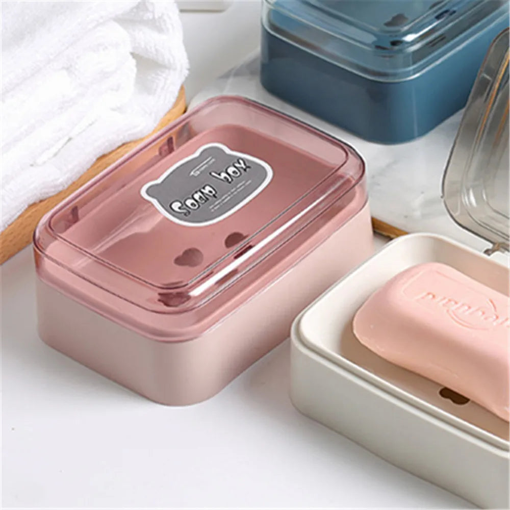 Leaf-Shaped Clear Plastic Soap Dish With Drain — Clear | KIMLUD