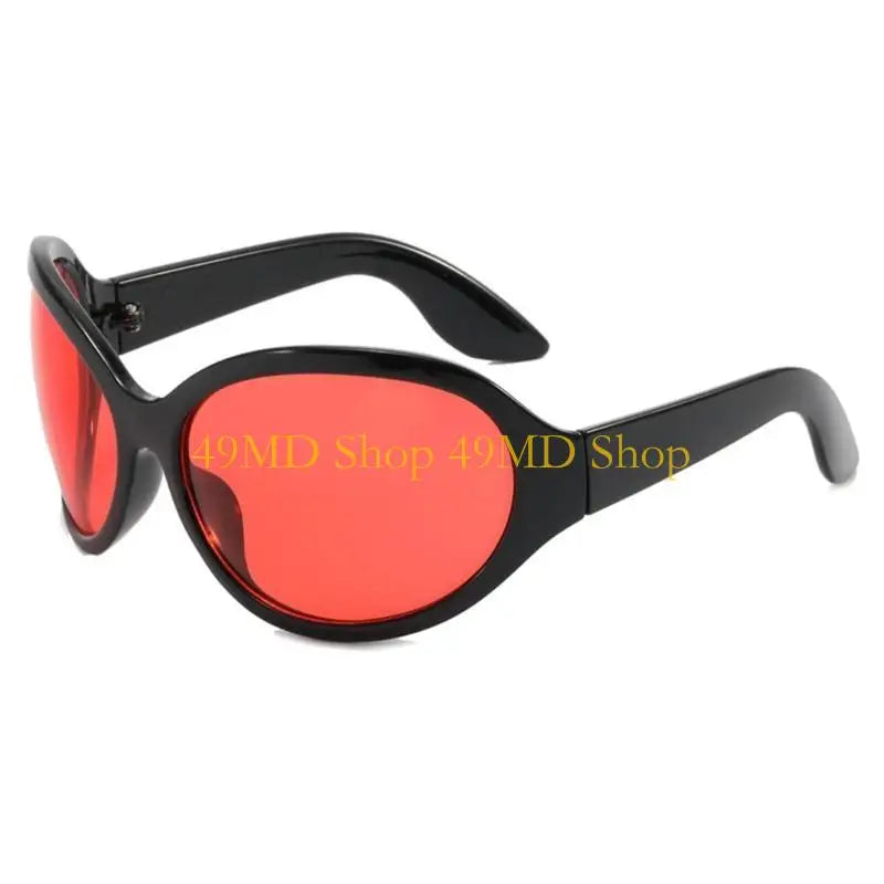 Punk Y2K Wrap Around Sunglasses With UV400 Protection And High Gloss Finish — Black | KIMLUD