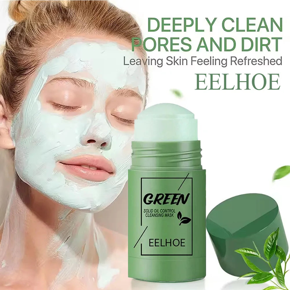 Green Tea Cleansing Solid Face Mask Stick Cleans Pores Remove Acne Blackhead Oil Control Lighten Moisturizing Beauty Skin Set