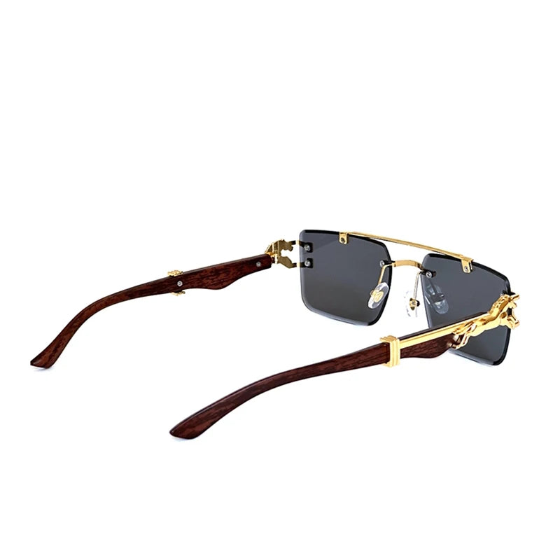 New In Sunglasses For Men Wooden Rimless Sunglasses Women Vintage Square Fashion Glasses Luxe Gafas De Sol Hombre Zonnebril Sun