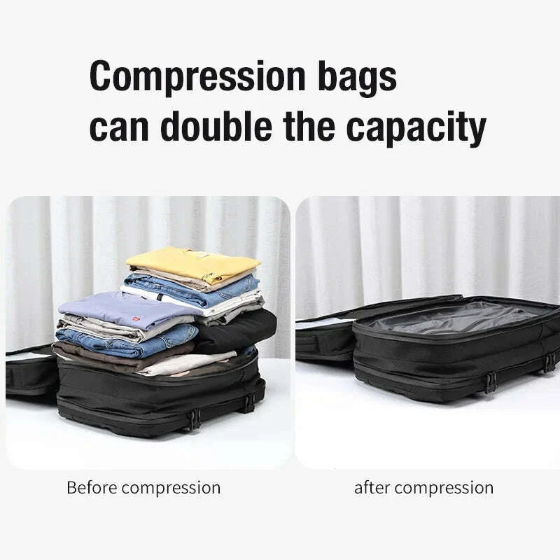 KIMLUD, Travel Men Expanded Laptop Backpack vacuum compression hiking Backpack USB charging Business Large Capacity Backpack For Pumps, KIMLUD Womens Clothes