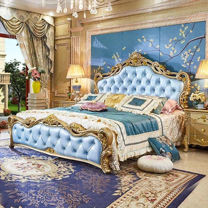 Luxury Human Bedroom Set Wooden Sleeping Letti E Mobili Nordic Furniture Large Princess Master Bedroom Set Double Villa High
