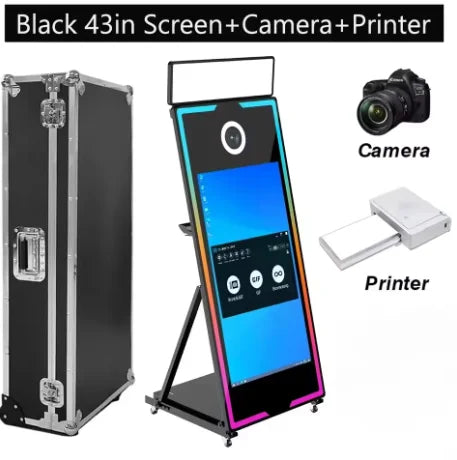 Crystal-Silver Mirror Photo Booth With Printer And Camera — Silver | KIMLUD