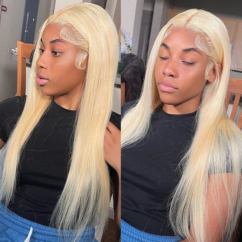 Ash Blonde Highlight Lace Frontal Wig Pre Plucked 13x6 Transparent Lace Front Human Hair Wigs For Women Bone Straight Lace Wigs