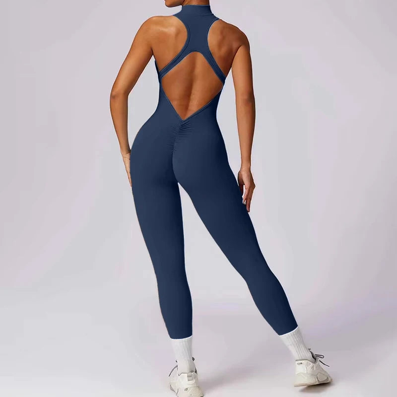 Jumpsuit – Backless Scrunch Sporty – Nylon Elastane – Slim Fit | KIMLUD