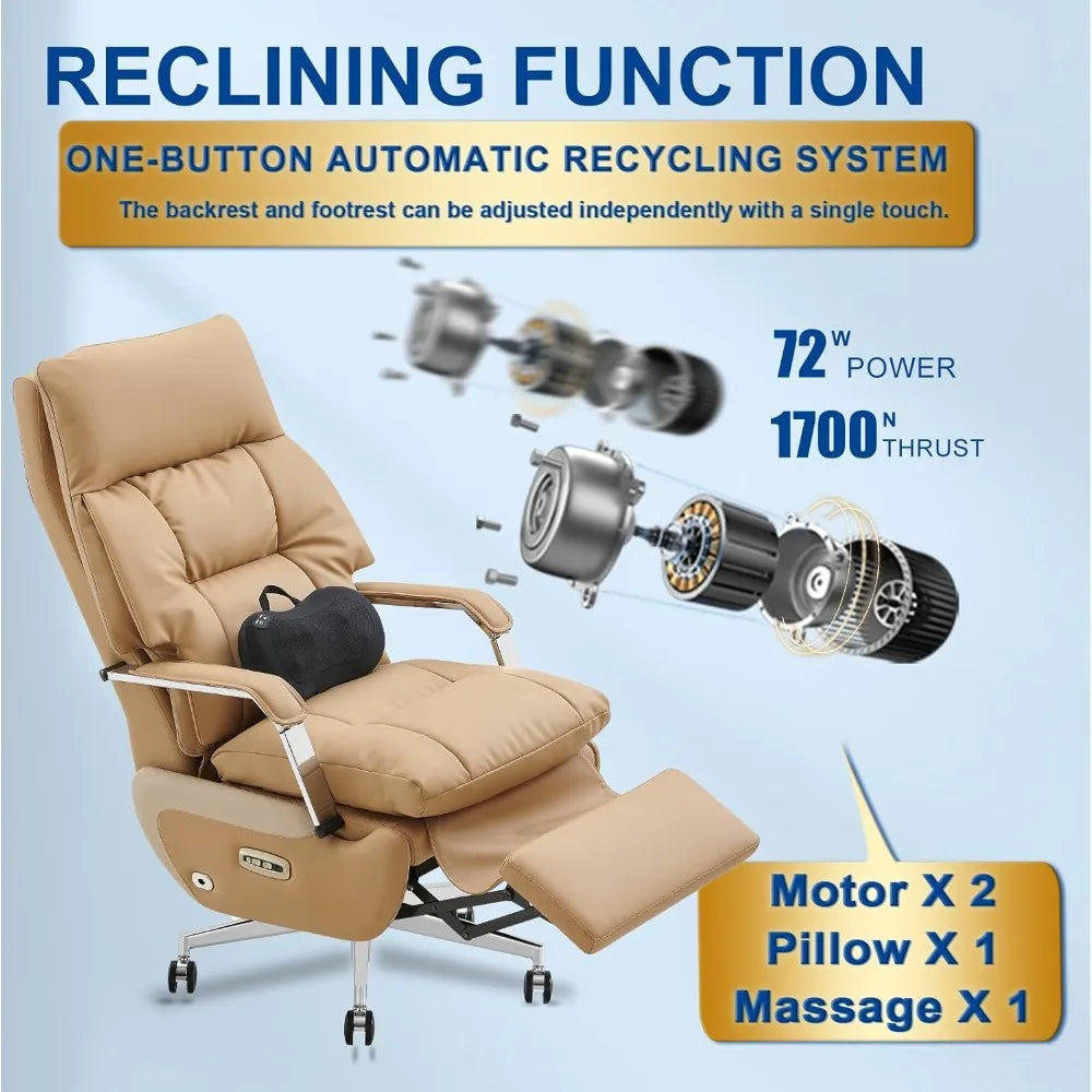 KIMLUD, Dual Motor Executive Home Office Chair with Footrest One-Click Electric Recline with Massage Pillow Support 430LBS Big and Tall, KIMLUD Womens Clothes