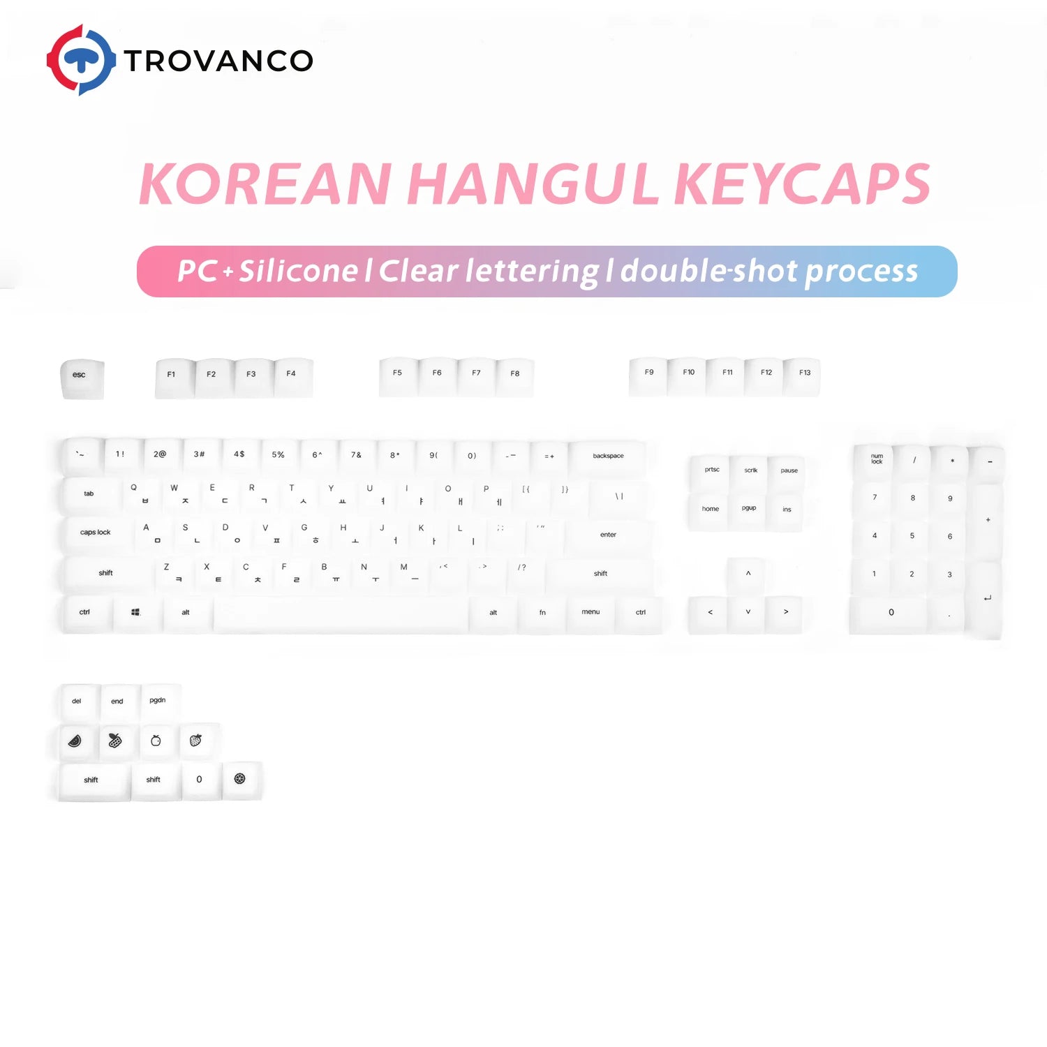 113 Keys Korean Hangul Keycaps Silicone PC Cherry Profile PC for custom Gaming mechanical keyboard personalized pink key caps