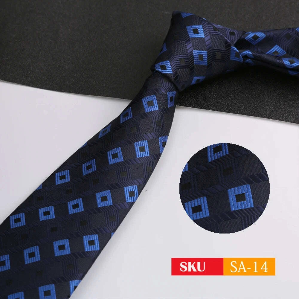 KIMLUD, Luxury 8CM Mens Ties Necktie Solid Twill Stripes Plaids Ties For Man Groom Neck Tie For Business Party, KIMLUD Womens Clothes