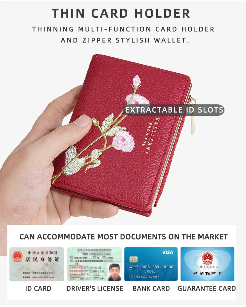 Baellerry New Short Women Wallets Simple Card Holder Zipper Female Coin Purse High Quality Slim Card Bag For Girls