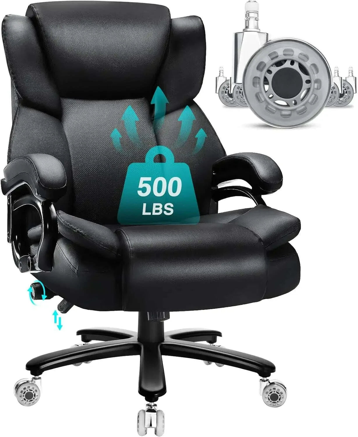 KIMLUD, 500lbs Heavy Duty Big And Tall Office Chair Dual Rubber Wheel Executive Desk Chair for Low Back Pain Relief, KIMLUD Womens Clothes