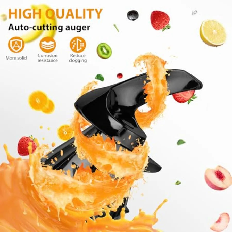 Cold Press Juicer with 5.8 Wide Feed Chute for Efficient Extraction of Whole Vegetables and Fruits 300W Slow Masticating Juicer