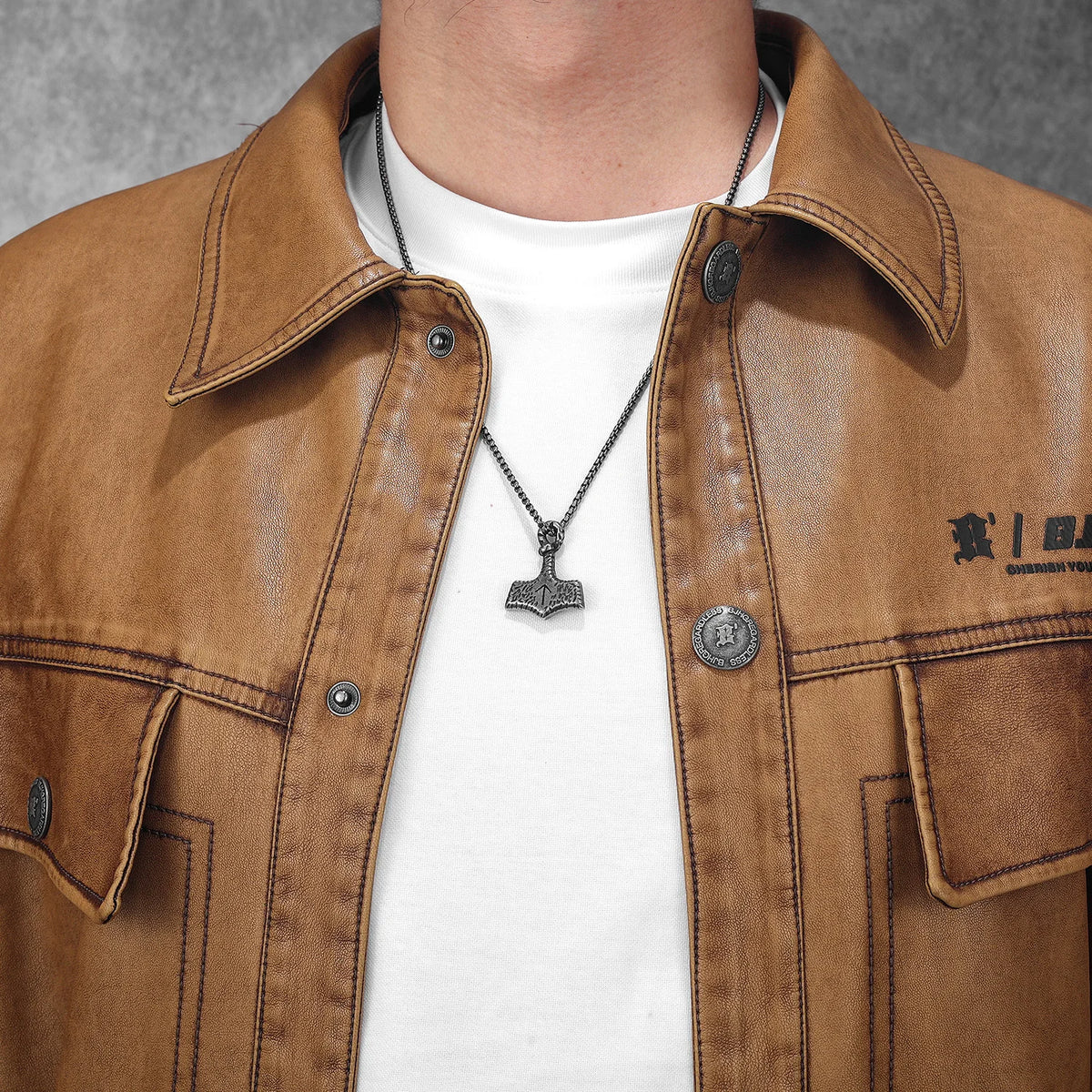 Retro Unique Thor's Hammer Men Necklaces With Pendant Stainless Steel Jewelry For Male Women Punk Hip Hop Accessories Gifts