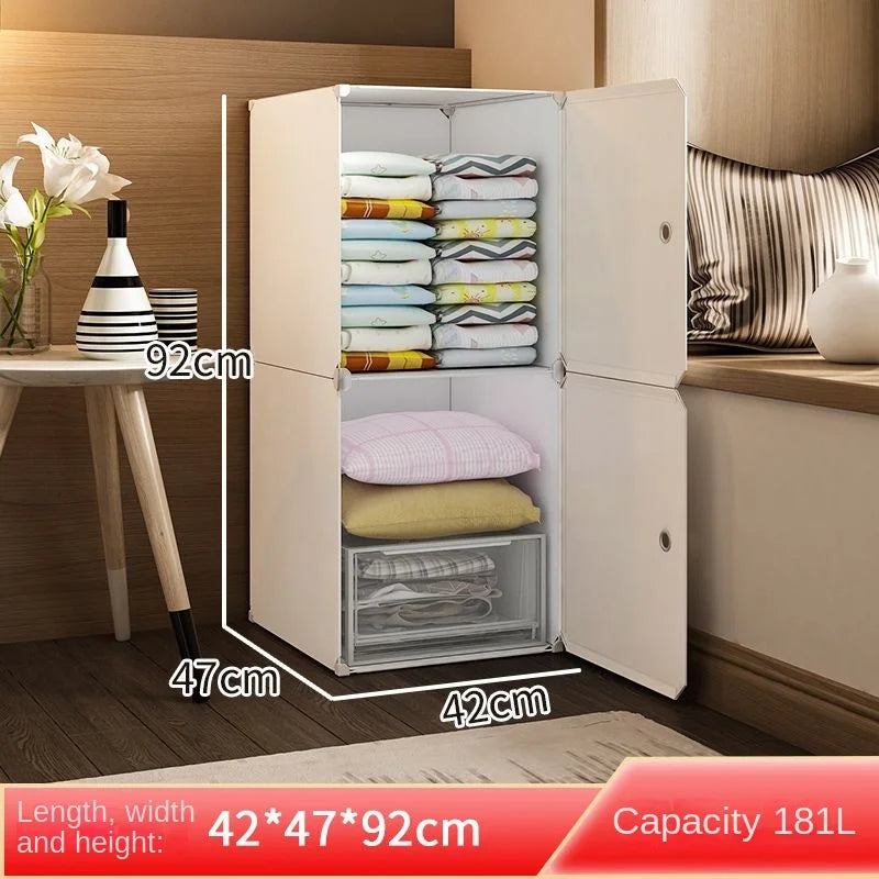 Plastic Wardrobe Collapsible with Large Space — White | KIMLUD