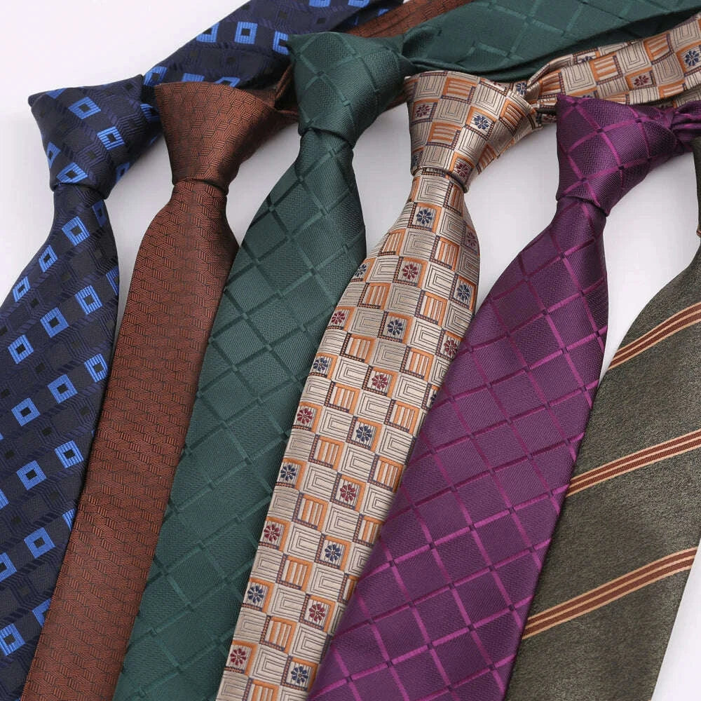 KIMLUD, Luxury 8CM Mens Ties Necktie Solid Twill Stripes Plaids Ties For Man Groom Neck Tie For Business Party, KIMLUD Womens Clothes
