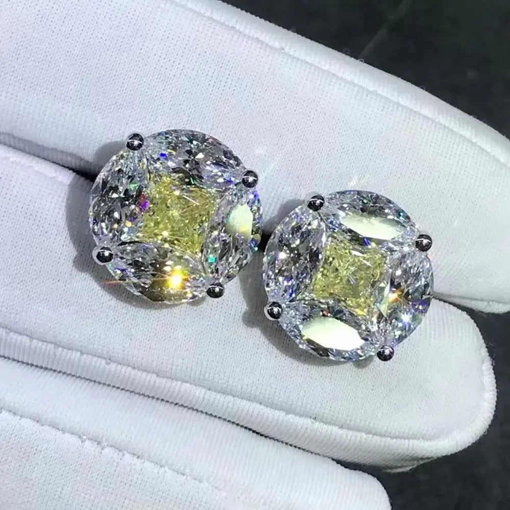 WUIHA 925 Sterling Silver 3EX Crushed Ice 10CT VVS White Sapphire Synthetic Moissanite Stud Earrings for Women Gift Dropshipping