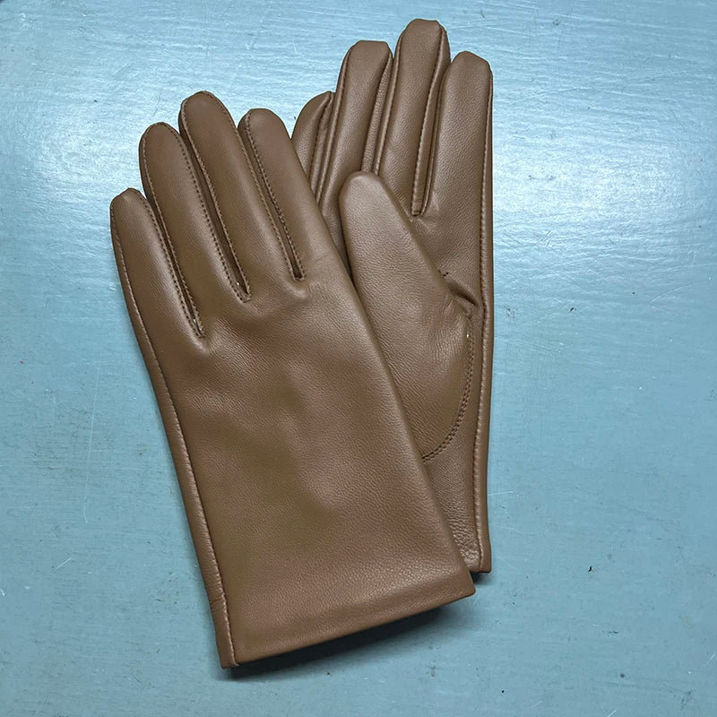 Leather Gloves Genuine Lambskin Short Black | KIMLUD