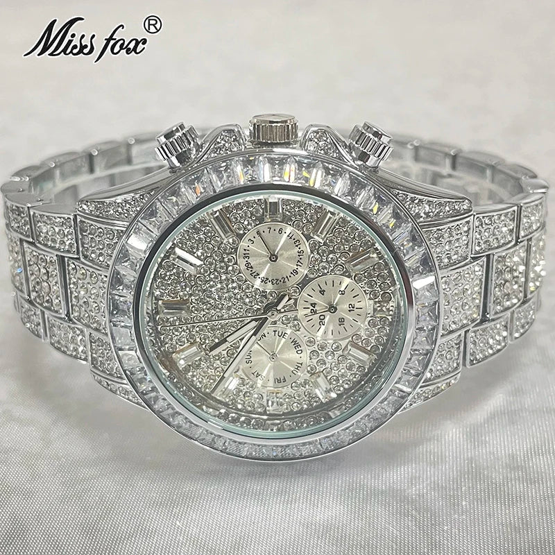Stainless Steel Smartwatch Hip Hop Rainbow Pavé Diamonds — Gold | KIMLUD