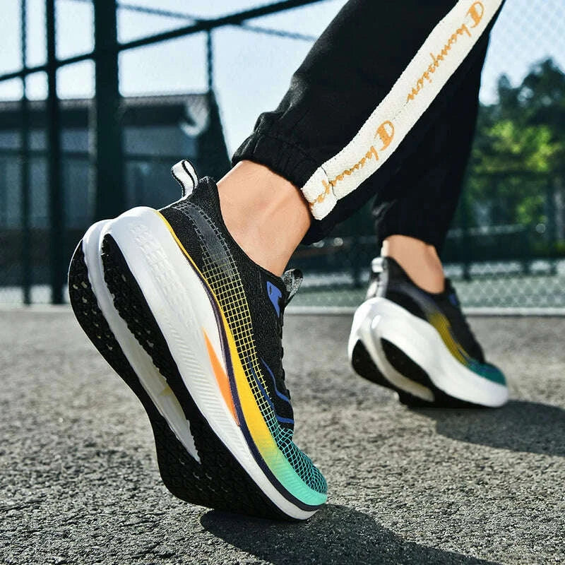 KIMLUD, Fashion men's and women's sports running shoes casual breathable mesh surface carbon plate support wear-resistant rubber outsole, KIMLUD Womens Clothes