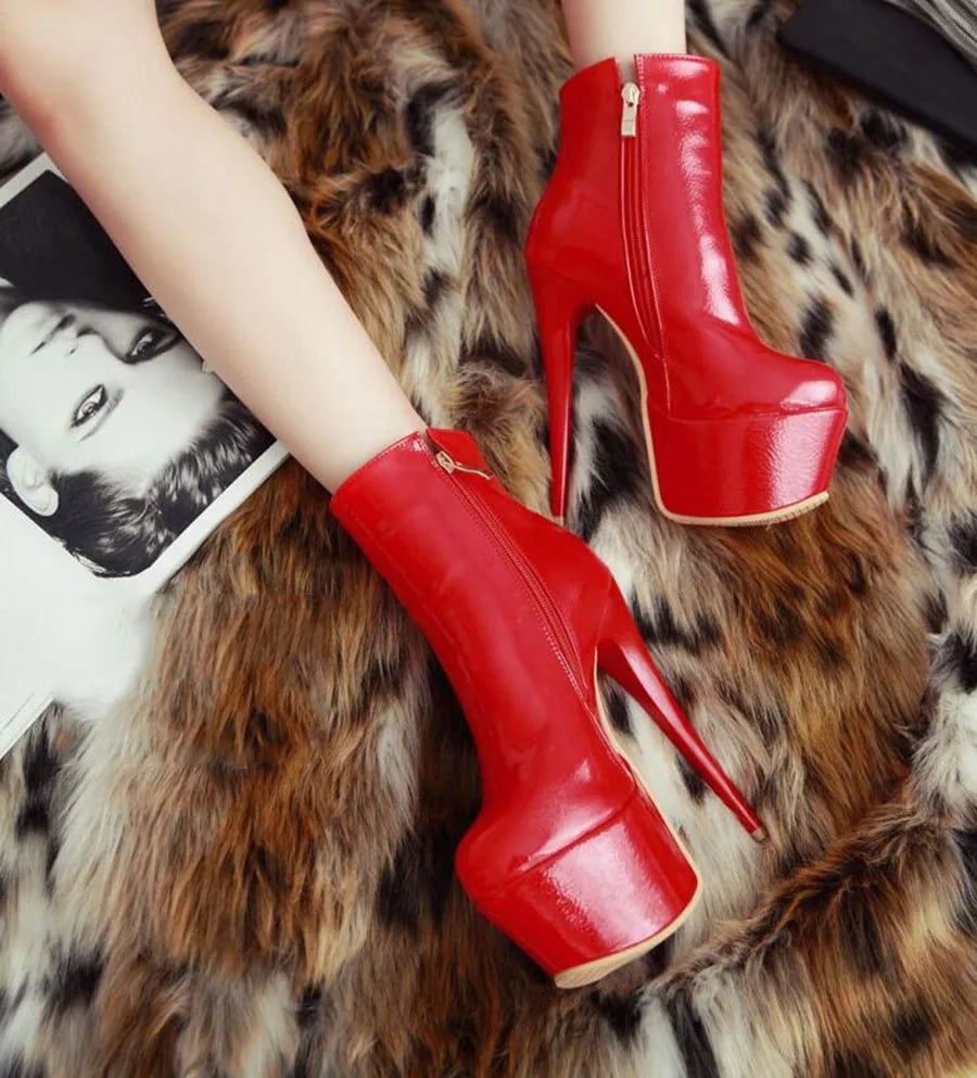 KNCOKAR Spring New Style Fashion Short Tube Round Head High With Sexy Women's Boots Extra Large Size 33-48 Yards