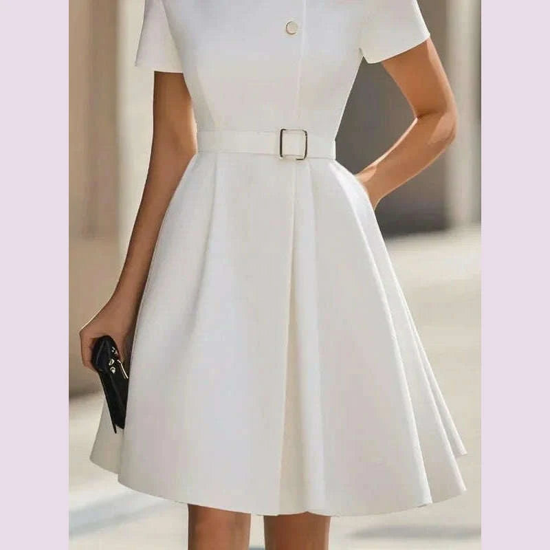 yeezzi-2025-new-womens-white-high-neck-belted-pleated-a-line-dress-short-sleeves-buttoned-pockets-elegant-party-mini-dresseskimlud-womens-fashion-34621356