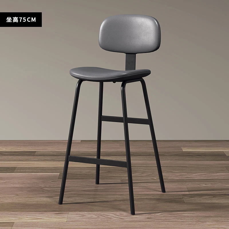 Industrial Wrought-Iron Bar Stool Soft Bag Seat — Black | KIMLUD