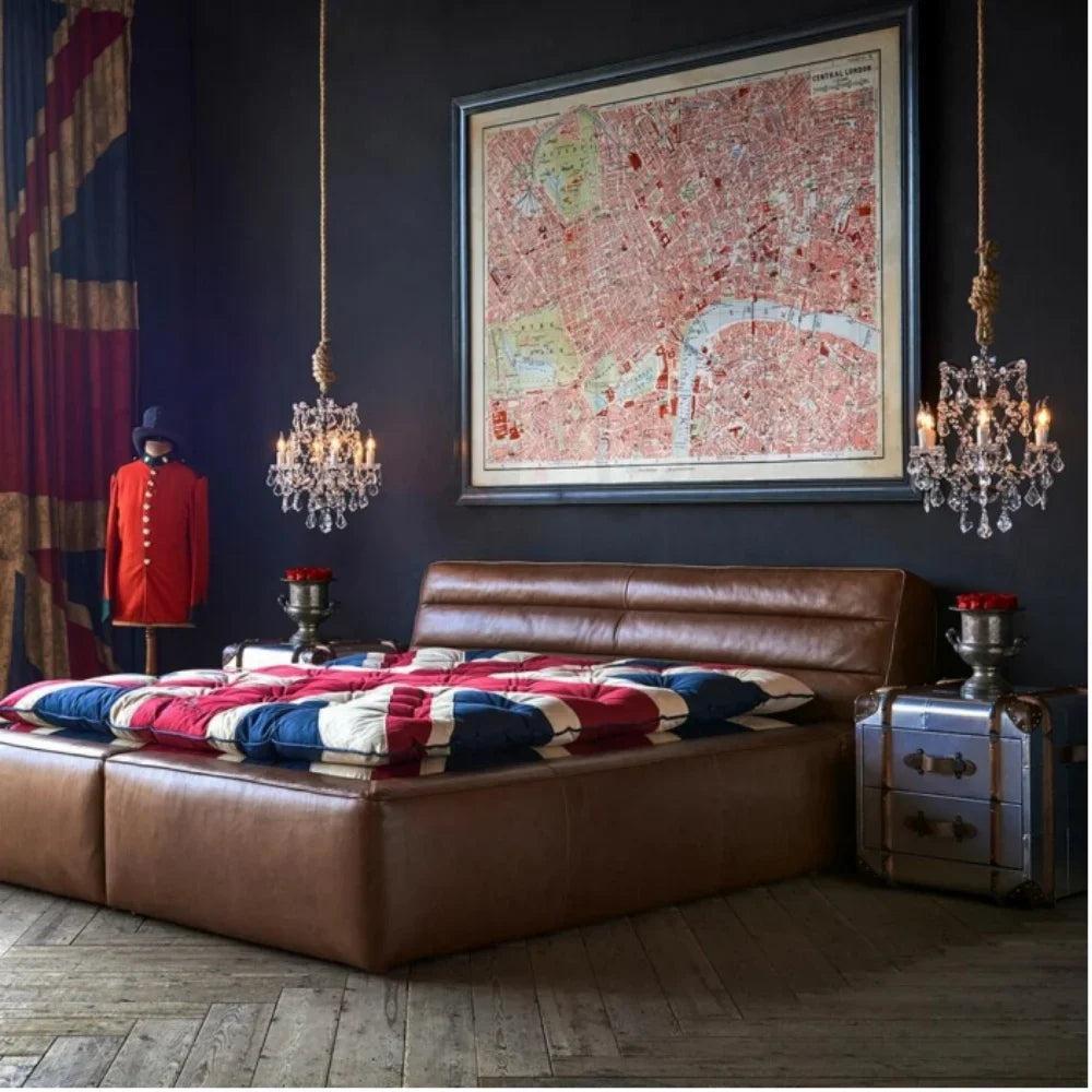 Leather King Size Bed Modern Design — Customized Color | KIMLUD