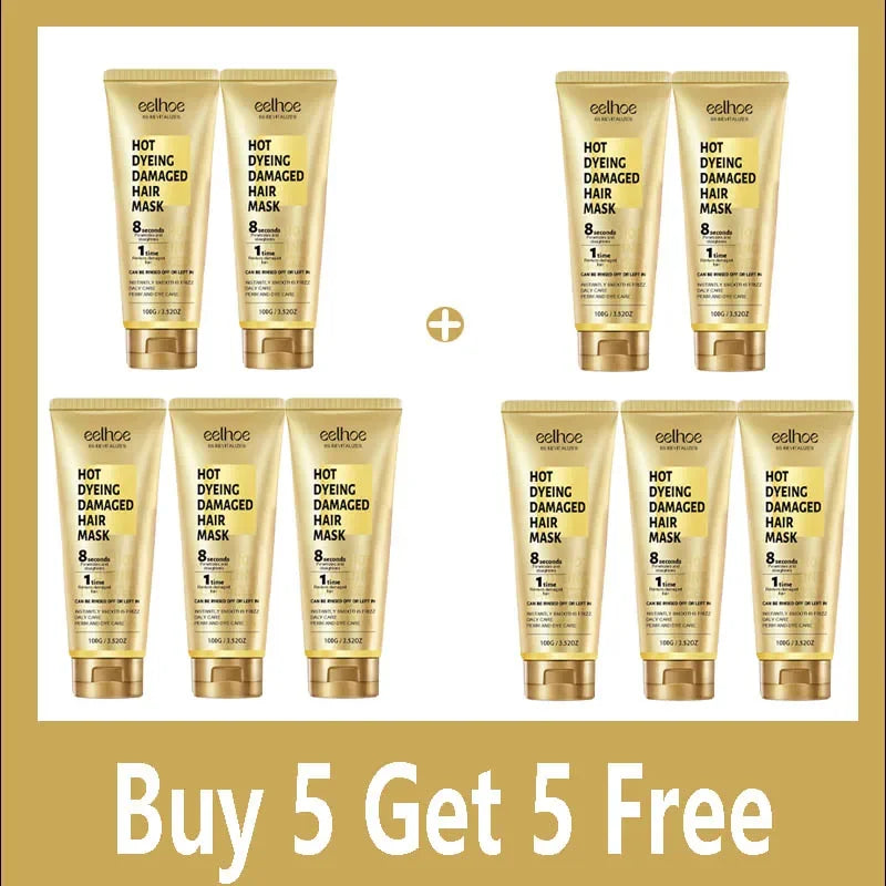 Keratin Hair Mask Smoothing Repair Frizz Shine — Gold | KIMLUD