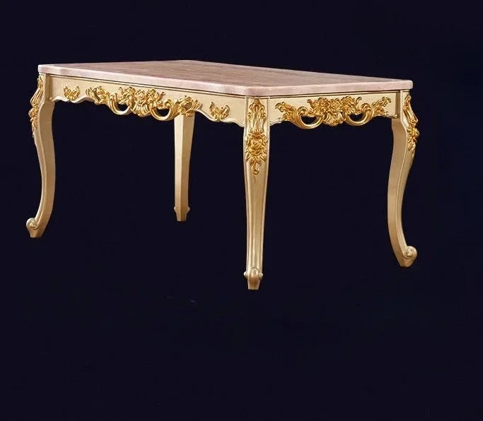 Oak Wood Luxury Dining Table Rectangular Space Saving — Gold | KIMLUD